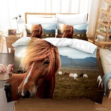 3D Horse Hand Ground Brown Quilt Cover Set Duvet Cover Bedding Pillowcases