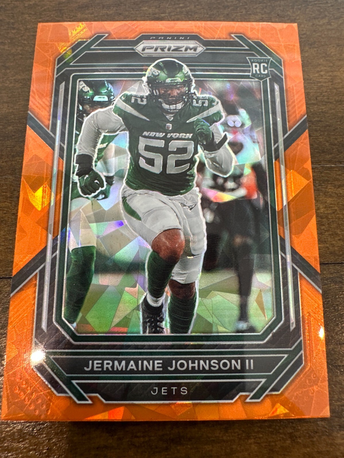 2022 Prizm Orange Cracked Ice Jermaine Johnson II Orange Prizm Rookie Card #375