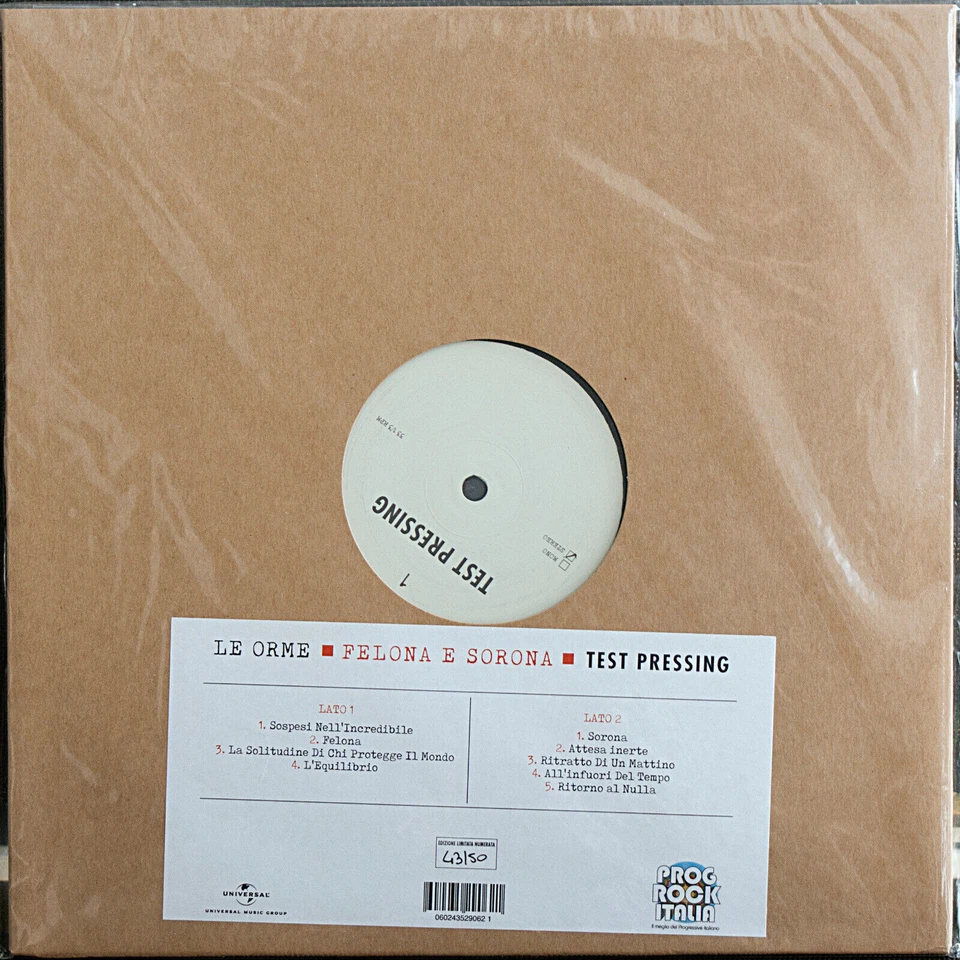 Prog Rock - Le Orme - Felona E Sorona - TEST PRESSING ITA 2023 Nr 42 bis 50 MINT - Bild 2 von 4