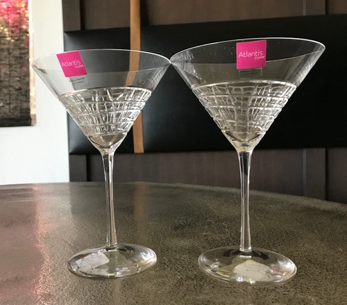 Atlantis Crystal CROCO Martini Glasses 7 3/8"  Set of 2 New