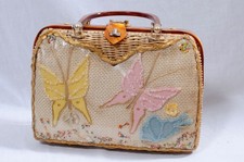 1960s Tropical Miami Purse With Lucite Handles and Butterfly Design