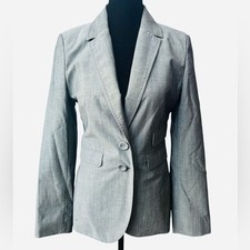 Hobbs London Lightweight Gray Wool Blazer Size 8 Mohair Blend Fully Lined Career