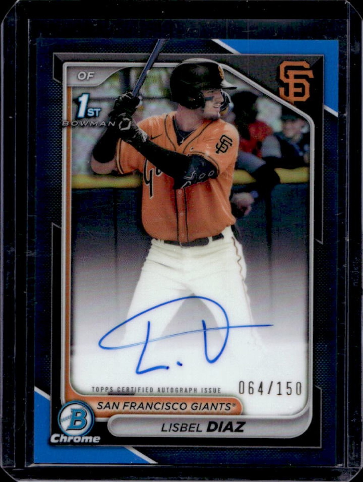 2024 Bowman Chrome Lisbel Diaz Auto Blue Refractor 1st #64/150 Giants