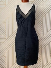 Bebe Y2k 90s Silk Bodycon Bandage Halter Sheath v neck sleeveless Dress Satin M