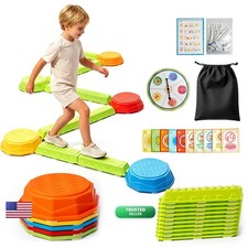 WangshengLe 15PCS Balance Beams Stepping Stones Kids Ages 3-5, Non-Slip