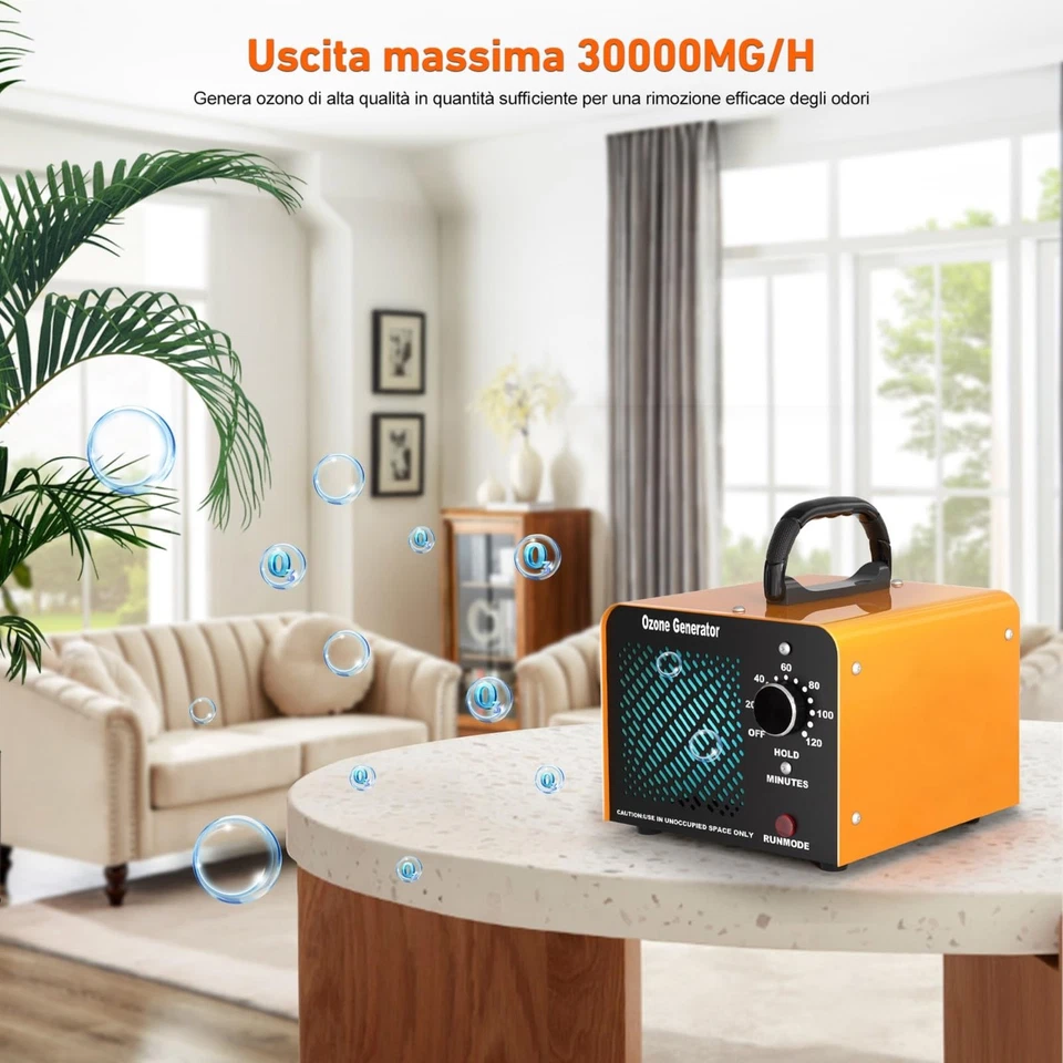 Generatore di Ozono 30000 mg/h Fwiull Ozonizzatore Portatile per Abitazioni e - Immagine 3 di 4