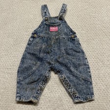 Vintage Oshkosh B'gosh Bubble Overalls Vestbak - Acid Wash Denim- Pink Tag- 3/6M