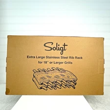 Soligt Extra Long Stainless Steel Rib Rack for Smoking and Grilling