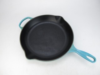 Le Creuset Teal Blue Cast Iron Skillet Frying Pan 11 3/4 " France