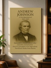 Andrew Johnson Vintage Portrait USA History Wall Art 17th President Print