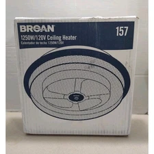 Broan 157 1250W Ceiling Heater Silver 120V Hard Wired Electric Low Profile Round