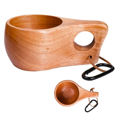 Wooden Kuksa Camping Mug Nordic Bushcraft Coffee Cup 7.1 oz 6.3x3