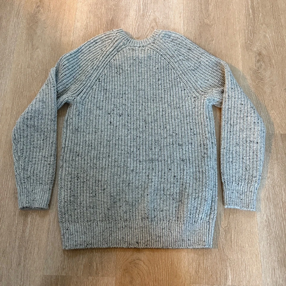 GAP Donegal Wool Blend Sweater Mens L Tall Crew Neck Chunky Knit Ribbed Grey - Image 2 of 4