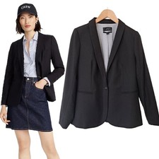 J. CREW Parke Wool Blazer Jacket Size 8 Black Classic Business Casual One-Button