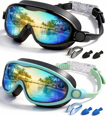 Kids Swimming Goggles 2 Pack, Anti Fog&UV Swim Goggles for Boys Girls