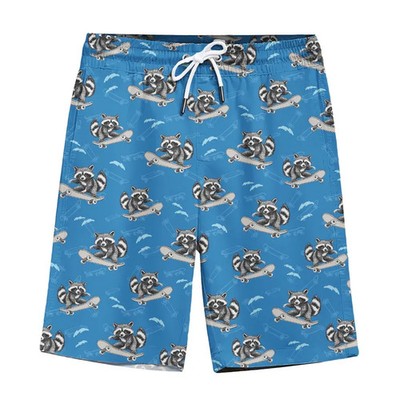 Funny Raccoon Skateboarding Hawaiian Shorts
