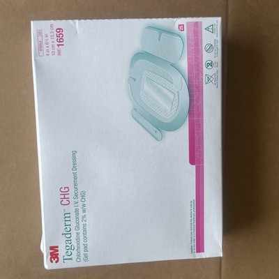 Box of 25 - 3M Tegaderm 1659 CHG I.V. Securement Dressing  4'' x 6-1/8''