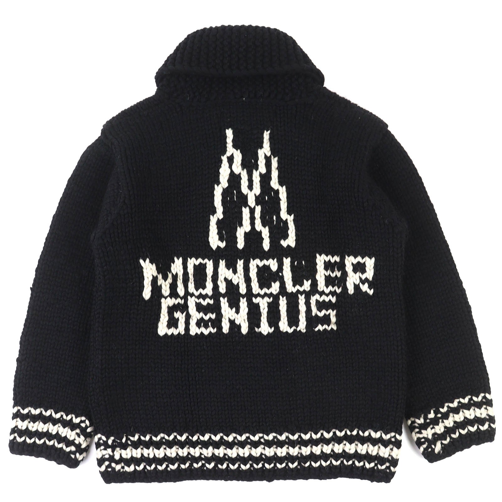 Great MONCLER GENIUS KANATA SWEATER Logo Full-Zip Cowichan Knit black wool 36 thumbnail 2