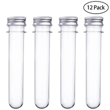 UEETEK 12pcs Plastic Test Tubes with Screw Caps 40ml