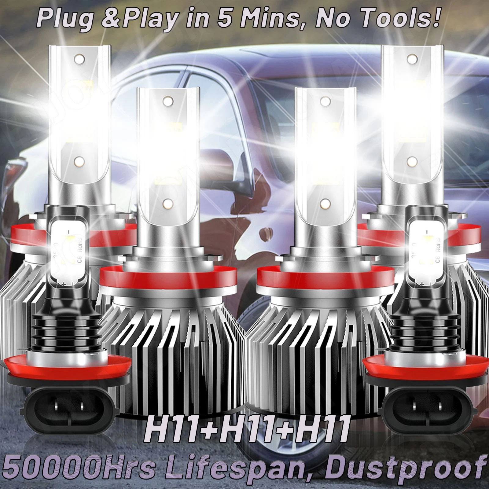 For Nissan Altima 2007-2018 Combo LED Headlight High Low + Fog light bulbs Kit