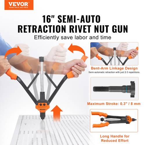 Rivet Nut Tool, 16 inch Rivnut Tool Kit with 13PCS Metric and SAE ...