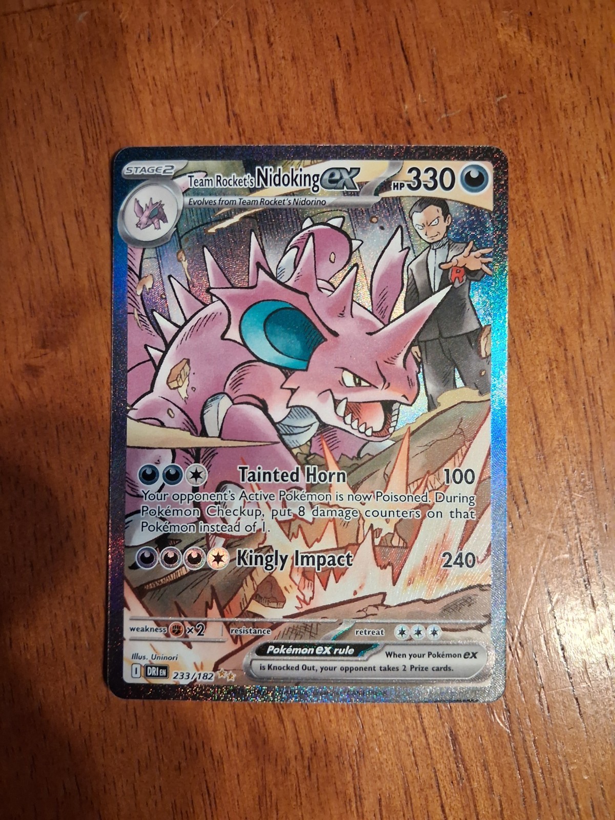 Pokemon Team Rocket's Nidoking ex 233/182 Destined Rivals SIR Holo Full Art