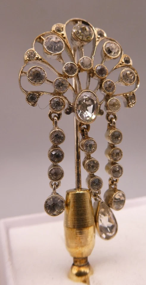 Anstecknadel Silber 830 Jugendstil Art Nouveau Prachtstück  Gehänge Kunststeine - Bild 2 von 4