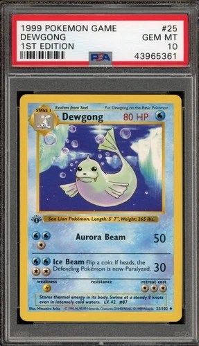 Pokemon Dewgong Base Set Shadowless 1st Edition #25 PSA 10 Gem Mint