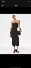 Marks and Spencer Cotton Ribbed Bandeau Midi Dress
