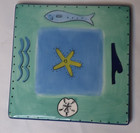 Hand Painted Trivet Tile 6" Square Fish Starfish Sea Life Themed K.I.C. Brushes