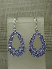 Stunning Sterling Silver Natural Tanzanite Long Oval Statement Drop Earrings