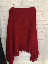 Unbranded Solid Red Knit Shawl One Size