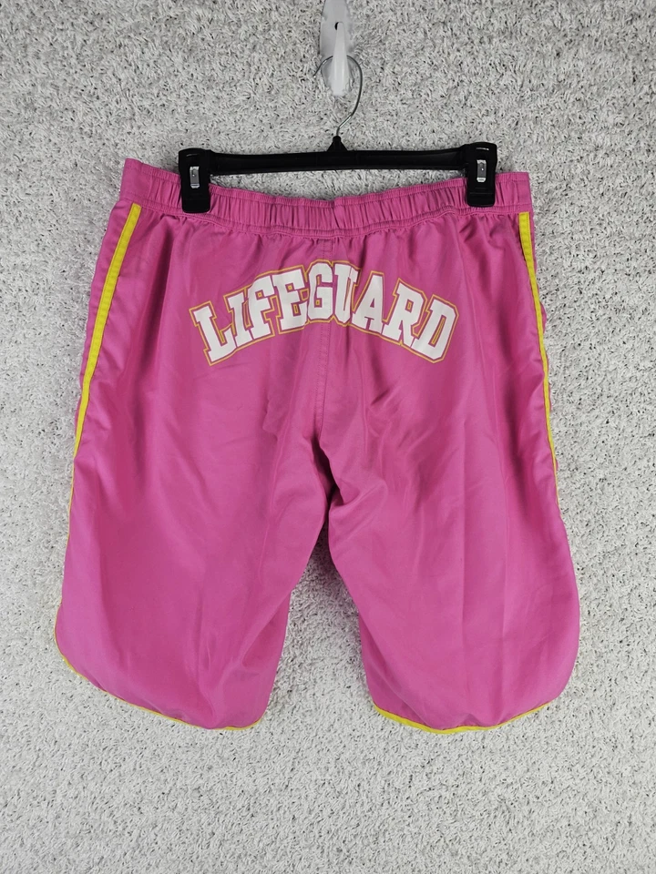Vintage Y2K PINK Victoria Secret Lifeguard Swim Shorts Size Medium Pink Yellow - Image 2 of 4