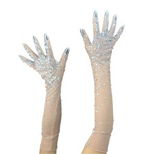 2lots Sparkling Rhinestones Meshes Gloves Exquisites Glove Princesses Gloves
