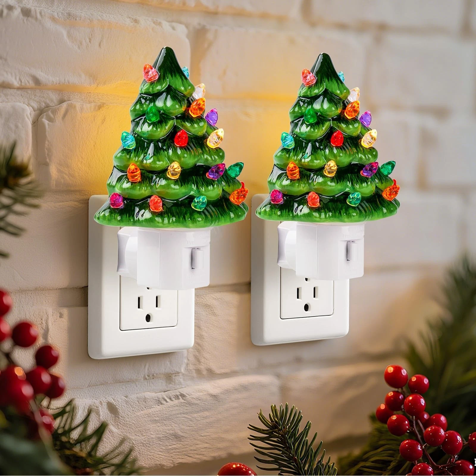 Brightown Ceramic Christmas Tree Night Light