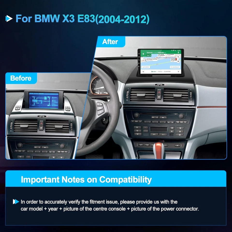 Für BMW X3 E83 2004-2012 9" Autoradio Android Carplay GPS Navi WIFI 64GB Kamera - Bild 2 von 4