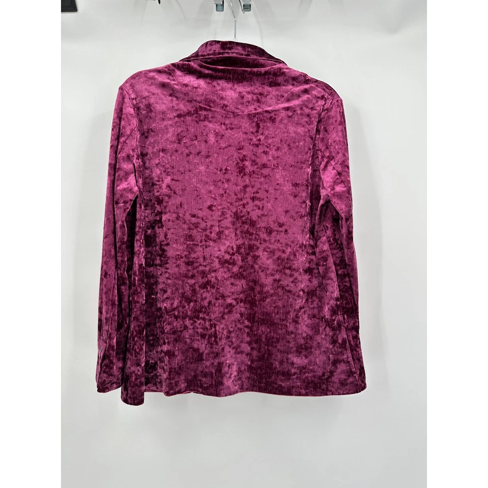 Investments Womens Y2K Velvet Blazer Size PM Black Minimalist Grunge Purple - Image 2 of 4