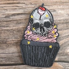 Adorable Skull Cupcake Gothic Punk Y2k Emo Streetwear Iron On Patch