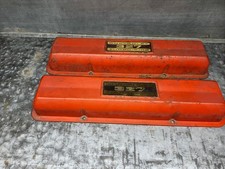 Vintage Chevy Sbc 327 Turbo Fire 250 Hp Steel Valve Covers Orange Oem Pair