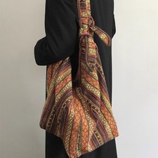 Borsa Zaino Vintage Boho Donna Doppia Cinghia Tracolla Multicolore Poliestere