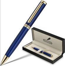 BEILUNER Luxury Blue Gel Pen with 24K Gold Finish Retractable Executive Gift Pen