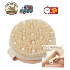 Bamboo Dry Body Brush with Massage Nodes for Exfoliation  Circulation Boost