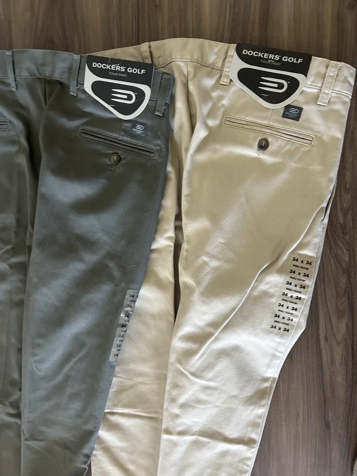 Dockers Golf Pants Size 34 Brand New With Tags Lot Of 2 Tan And Gray  - Image 4 of 4
