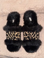 Gianni Bini slippers Rhinestone gold and black cheetah print woman s Size 8