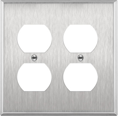 Doppel-Duplex-Steckdosenleiste aus Metall, Steckdosen-Schalter-Abdeckung, korros