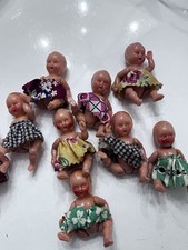 Vtg Celluloid Babies/Dolls String Articulated 8 Complete Hong Kong Numbered.