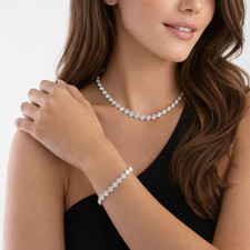 Engel Halskette und Armband Set Silber mit Original Swarovski Elements Kristallen