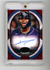 2025 Topps Tier One JUNIOR CAMINERO Tier One Shots Auto Red /25 Rays #TOS-JC