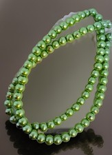 12  Strand Lime Green Glass Pearl Beads 4mm Darice  