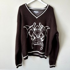 Heaven Can Wait Sweater Size L Pullover Grim Reaper Goth Skater Double-Sided